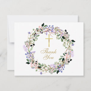 Lavendelblommig kristen begravning tack kort