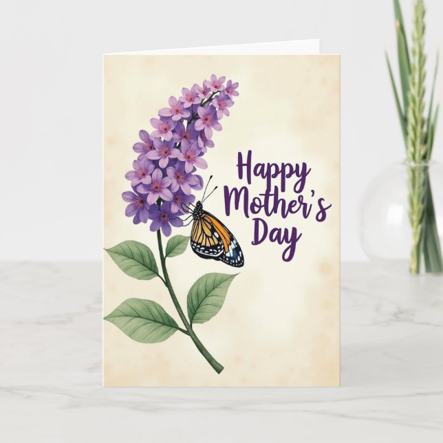 Lavendelblommig mönsterkort kort (Framsida)