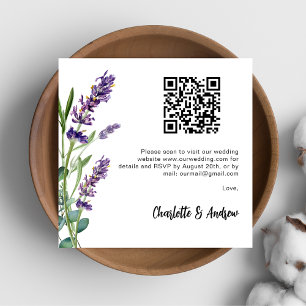 Lavendelblommig QR-kod bröllops-RSVP Tilläggskort