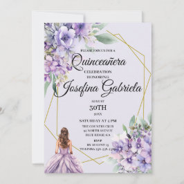 Lavendelblommig Quinceañera-inbjudan Inbjudningar