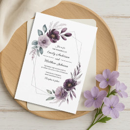 Lavendelblommig ram vigselinbjudan inbjudningar