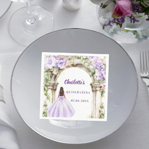 Lavendelblommig valvklänning Quinceanera Pappersservett