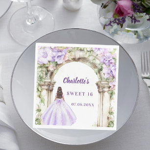 Lavendelblommig valvklänning Sweet 16 lunch Pappersservett