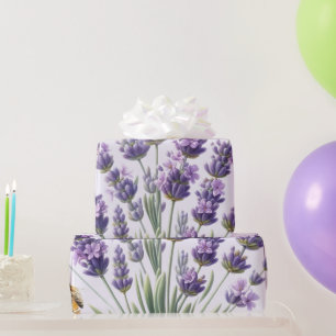 Lavendelblommig vattenfärgspapper för presentinsla presentpapper