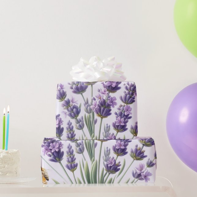 Lavendelblommig vattenfärgspapper för presentinsla presentpapper (Festgåvor)