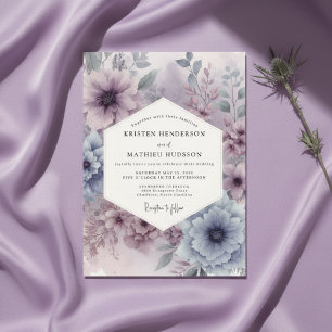 Lavendelblommig Wedding i Dramatisk Stil Inbjudningar