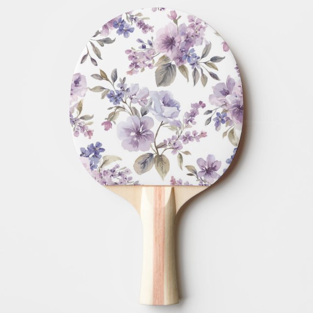 Lavendelblommor Akvarell Lila Botanisk Pingisracket (Framsidan)