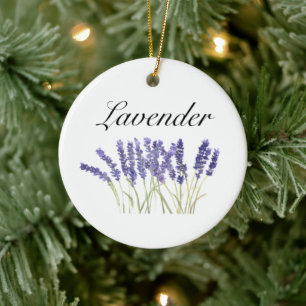 Lavendelblommor akvarell örter lila chic julgransprydnad keramik