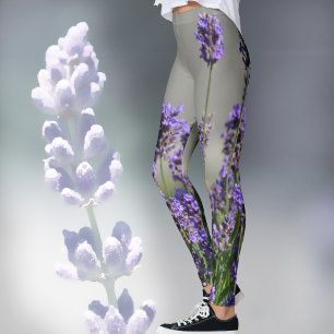 Lavendelblommor Blommig Botanisk Grå Leggings