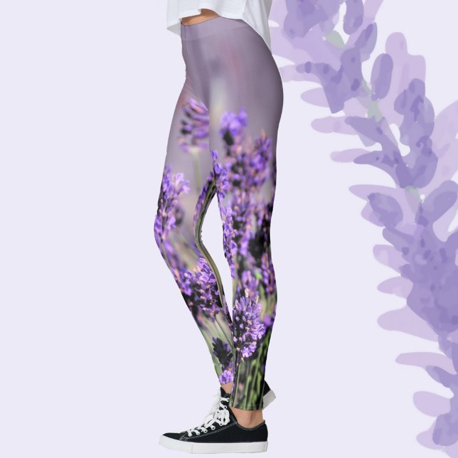 Lavendelblommor Blommig Botanisk Syren Leggings (Skapare uppladdad)