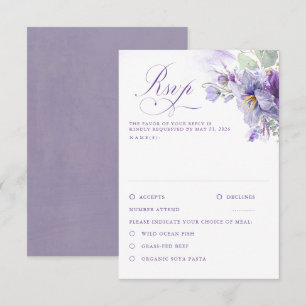 Lavendelblommor Botanisk Chic Bröllop RSVP OSA Kort