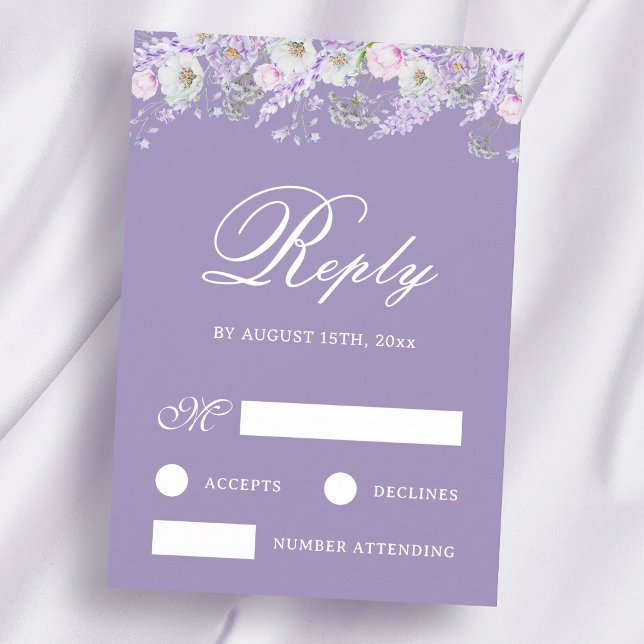 Lavendelblommor Bröllop RSVP-kort Kort (Skapare uppladdad)