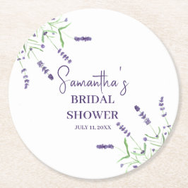 Lavendelblommor Lila Akvarell Bröllopsdusch Underlägg Papper Rund