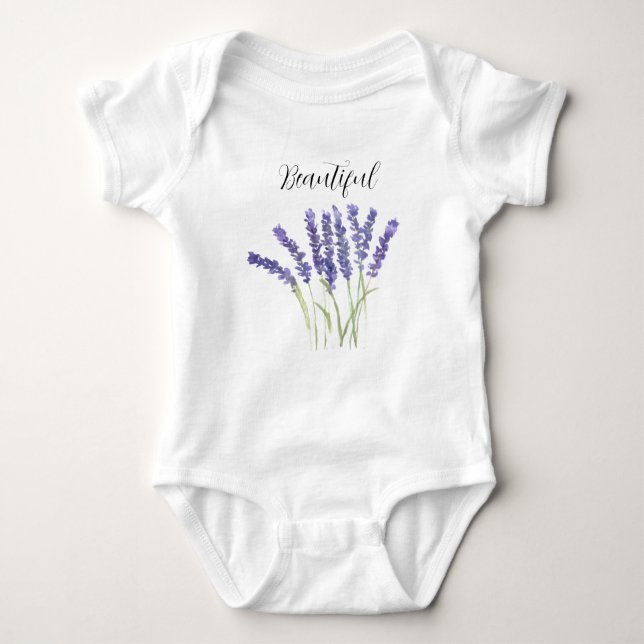 Lavendelblommor Lila Blommig Akvarell Söt T Shirt (Framsida)