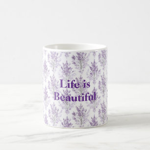 Lavendelblommor Livet är vackert Kaffemugg
