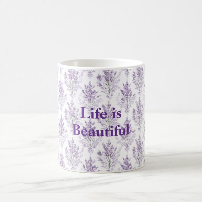 Lavendelblommor Livet är vackert Kaffemugg (Center)