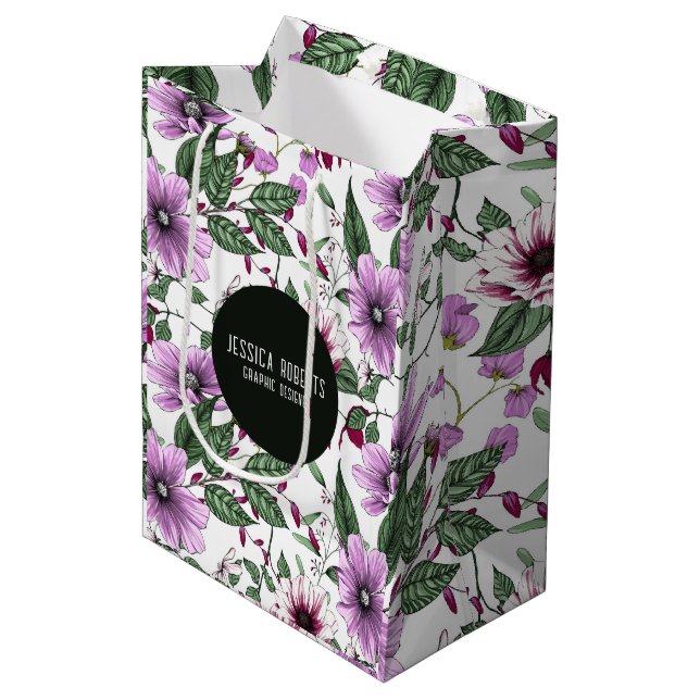 Lavendelblommor med grönt löv, sömlös patter (Framsidan Vinklad)