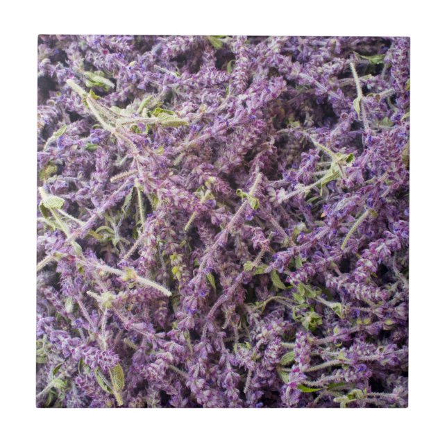 Lavendelblommor mönster kakelplatta (Framsidan)