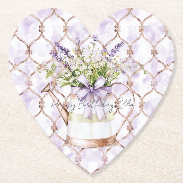 Lavendelblommor slinga födelsedag underlägg papper (Framsida)