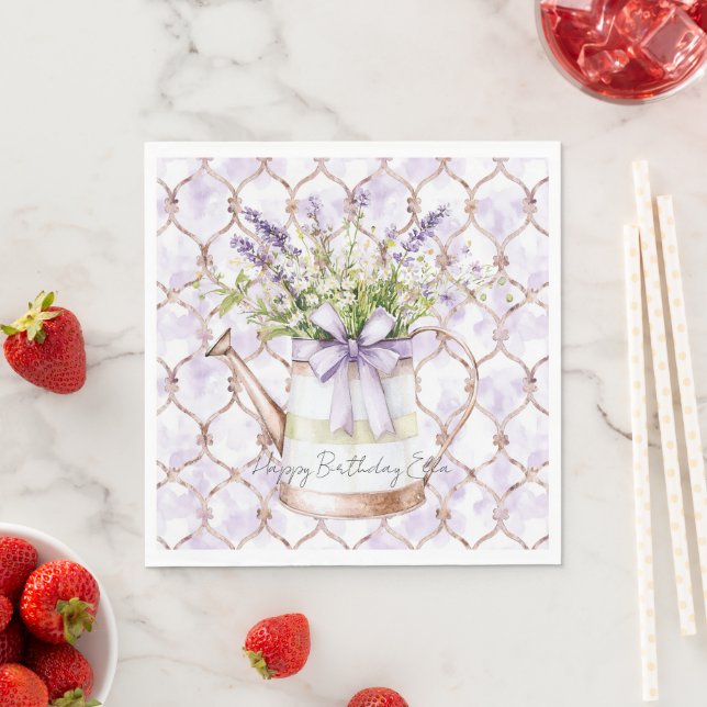 Lavendelblommor Slöja Födelsedag Pappersservett (Insitu)