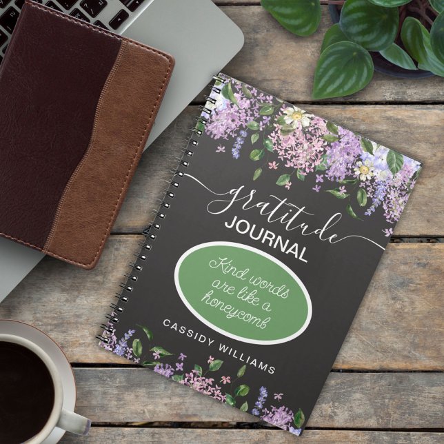 Lavendelblommor tacksamhets journal anteckningsbok (Skapare uppladdad)