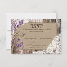 Lavendelblommor Trärusktråd Rustik RSVP-kort
