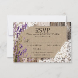 Lavendelblommor Trärusktråd Rustik RSVP-kort OSA Kort