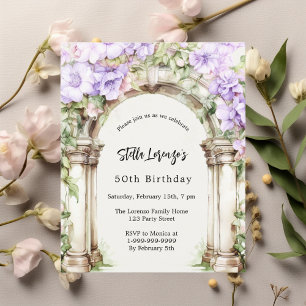 Lavendelblommor välver sig över beige födelsedagsi