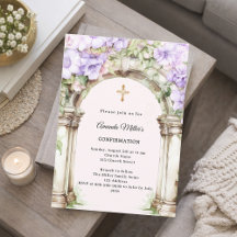 Lavendelblommor välver sig över flickas konfirmati