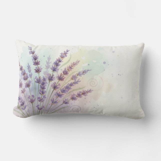 Lavendelblomsterbukett Lumbarkudde (Framsida)