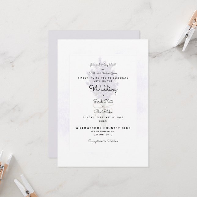 Lavendelbröllop Båda föräldrarna listas Inbjudningar (Fram/Back In Situ)