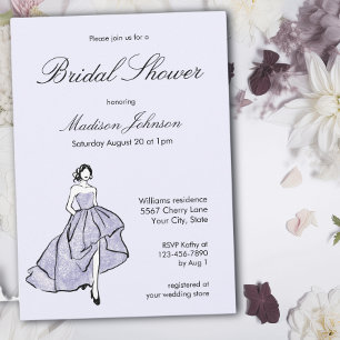 Lavendelbröllopsklänning Svart & Vit Bridal Shower Inbjudningar