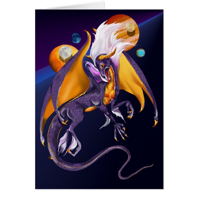 Lavendeldrakekort Hälsningskort (Framsidan)