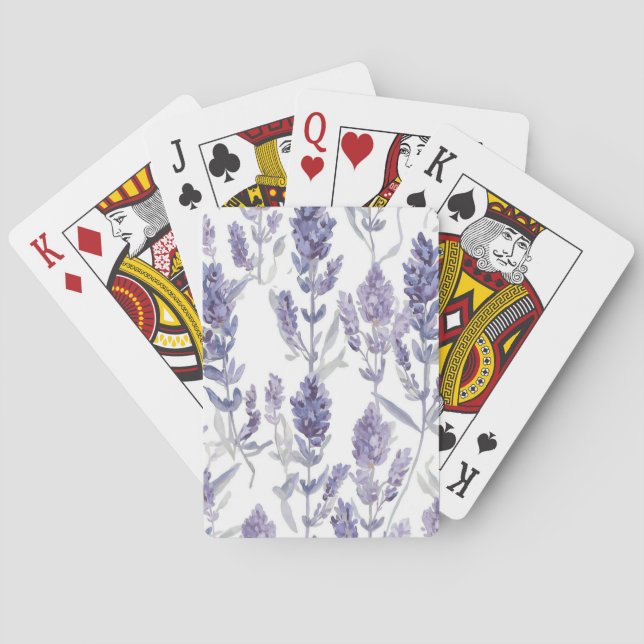 Lavendelfält | Lila akvarellblommönster Casinokort (Baksidan)