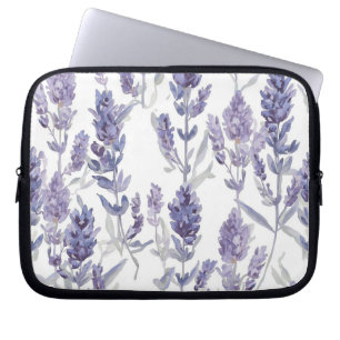 Lavendelfält Lila akvarellblommönster Laptop Fodral