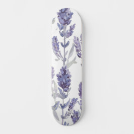 Lavendelfält | Lila akvarellblommönster Mini Skateboard Bräda 18,5 Cm