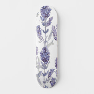 Lavendelfält Lila akvarellblommönster Mini Skateboard Bräda 18,5 Cm