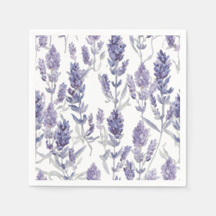 Lavendelfält   Lila akvarellblommönster Pappersservett