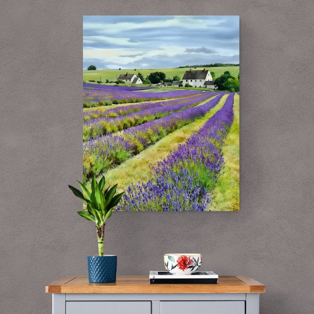 Lavendelfält & Naturkonst Canvastryck (Stunning Lavender Field in full bloom. It's summer on the wall!)
