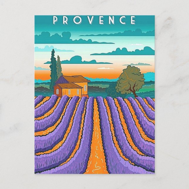 Lavendelfält Provence Frankrike Vykort (Framsida)