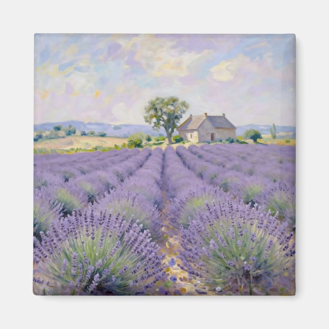 Lavendelfält Provence Stuga Impressionist Magnet (Framsidan)
