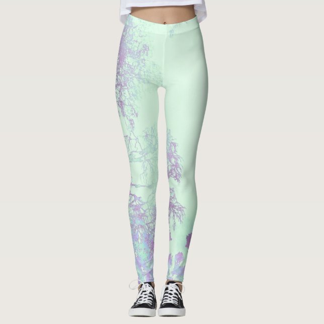 Lavendelfärgad bredbladig dimma leggings (Framsida)