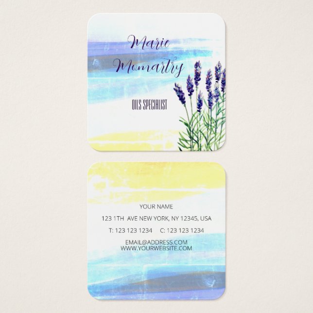 Lavendelfärgning Fyrkantigt Visitkort (Framsida & baksida)