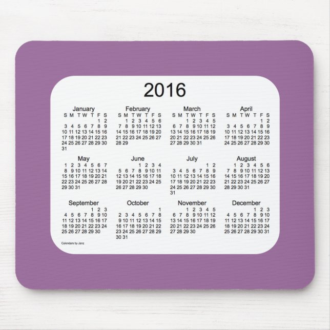Lavendelkalender 2016 av Janz Mousepad Musmatta (Framsidan)