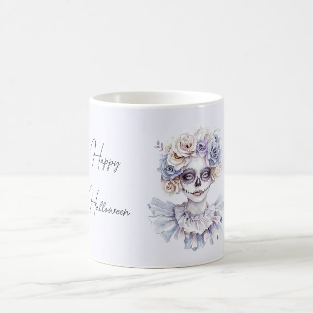Lavendelkräm Blommig Tjej Halloween Kaffemugg (Center)