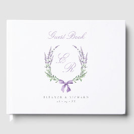 Lavendelkrans & Bow Monogram Bröllop Gästböcker