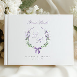 Lavendelkrans & Bow Monogram Bröllop Gästböcker