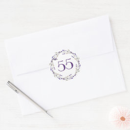 Lavendelkrans för 55-årsjubileum runt klistermärke