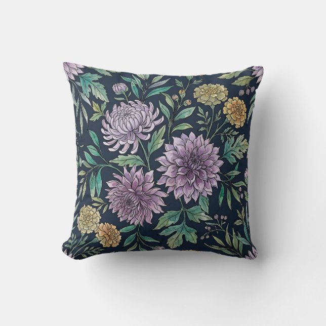 Lavendelkrysantemum Blommig Kudd Kudde (Framsida)