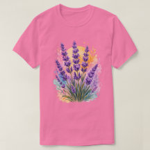 Lavendelkvist Vattenfärg Blommig T-Shirt